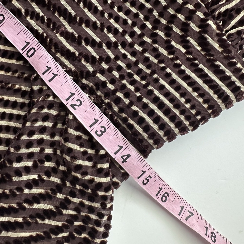 Anna Sui Spaghetti Strap Top Women's 10 Brown Stripes Polka Dots Silk Blend - Picture 15 of 16